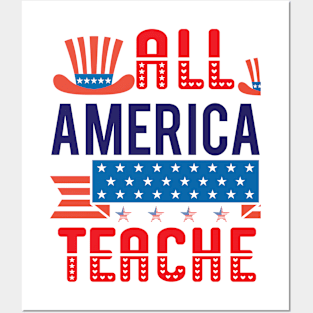 All American Teacher Shirt, 4th of July T shirt, Fathers Day Tee, 4th of July Shirt for Teacher, American Teacher Gift, America Shirts for Teacher Posters and Art